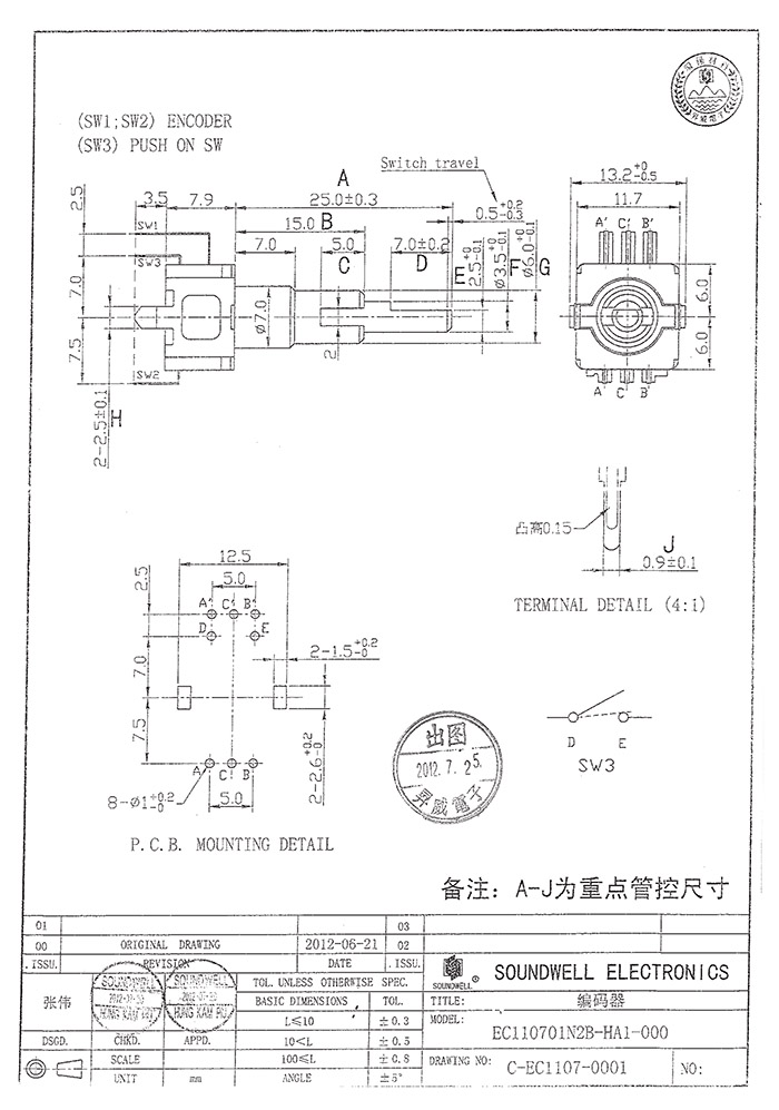 編碼開關(guān) ec11規(guī)格書