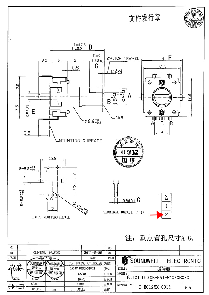 EC12帶開(kāi)關(guān)編碼器規(guī)格書(shū)